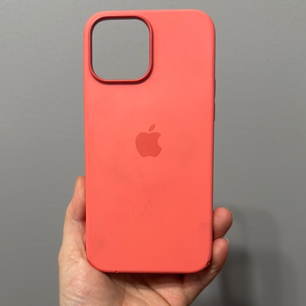 Apple Pink Silicone iPhone 13 pro max Case Full Coverage has damage on corner